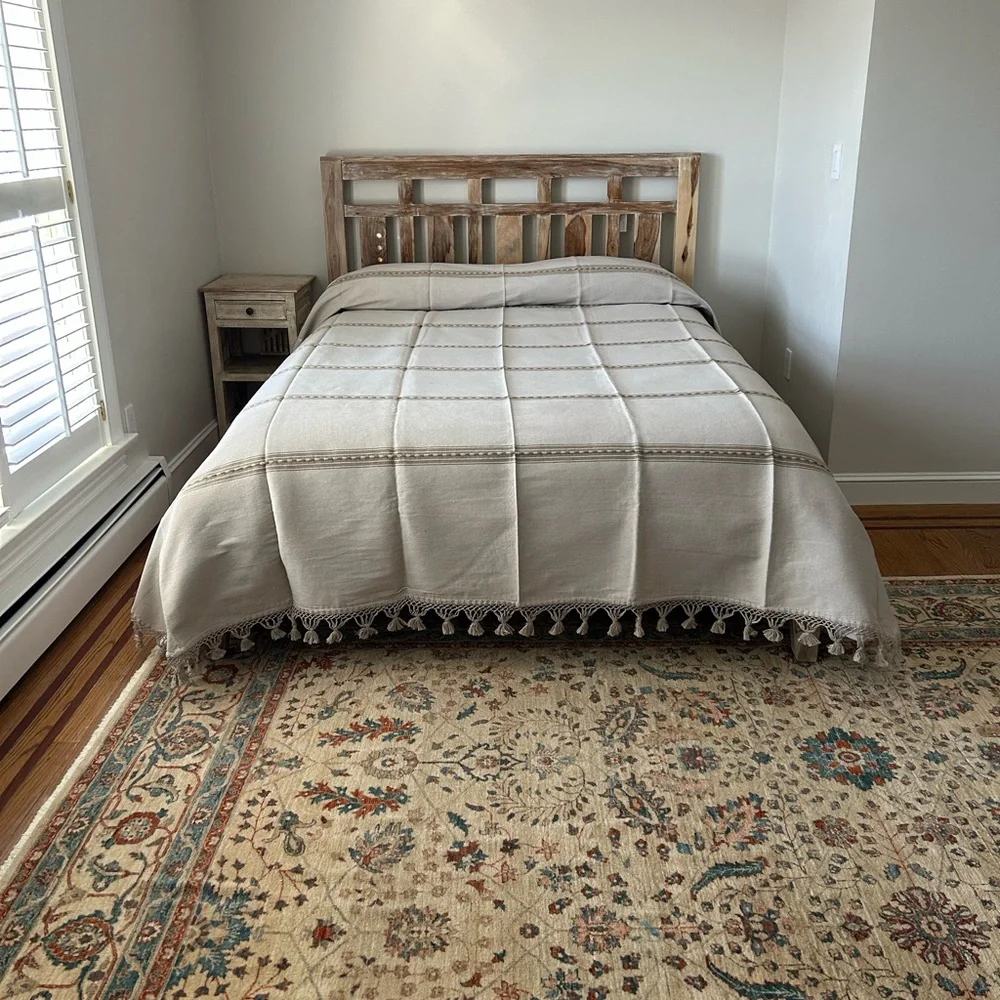 Hand Loom  Queen Size Cotton Bedspread.